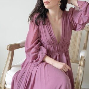 Mauve chiffon midi dress